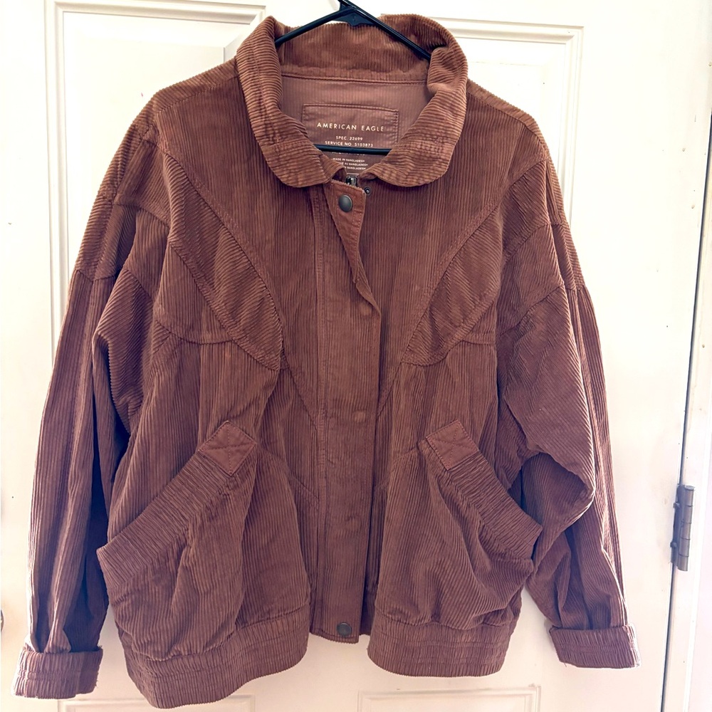 Brown corduroy, zip button jacket. American Eagle extra large women’s.